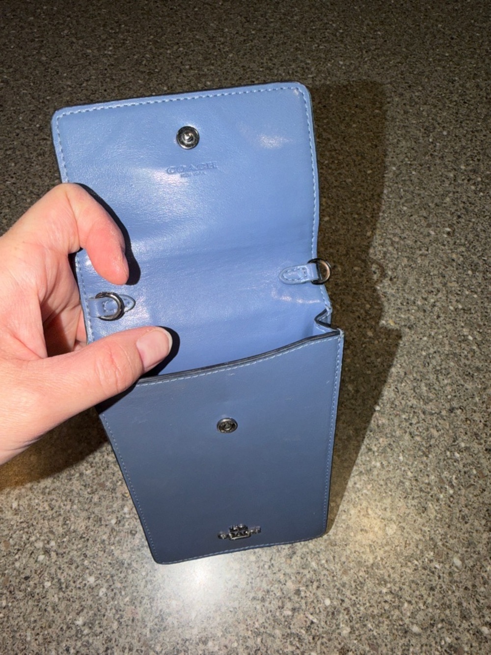 Coach Leather Card & Phone Holder in Blue - Picture 3 of 3